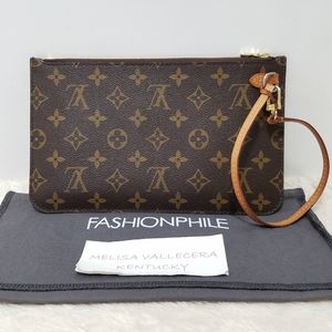 💕Authentic LV Neverfull Mm Clutch Wristlet Pouch